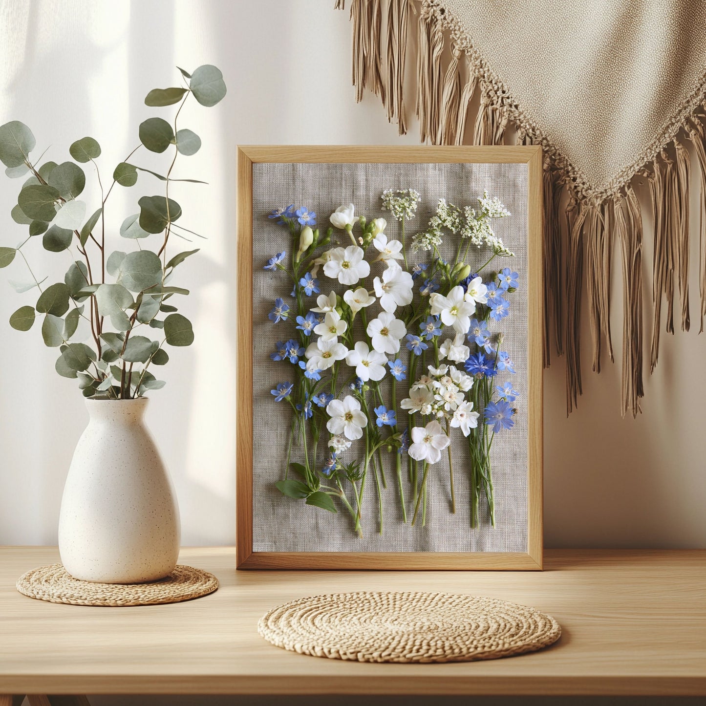 Wildblumen auf Leinen Poster – Raumansicht 3