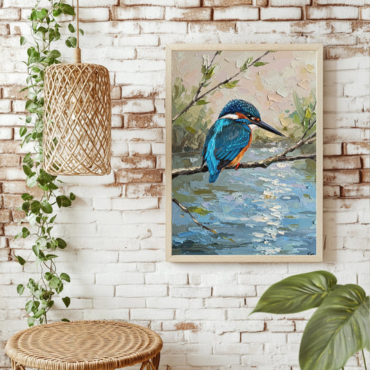 Eisvogel am Fluss Poster – Raumansicht 1