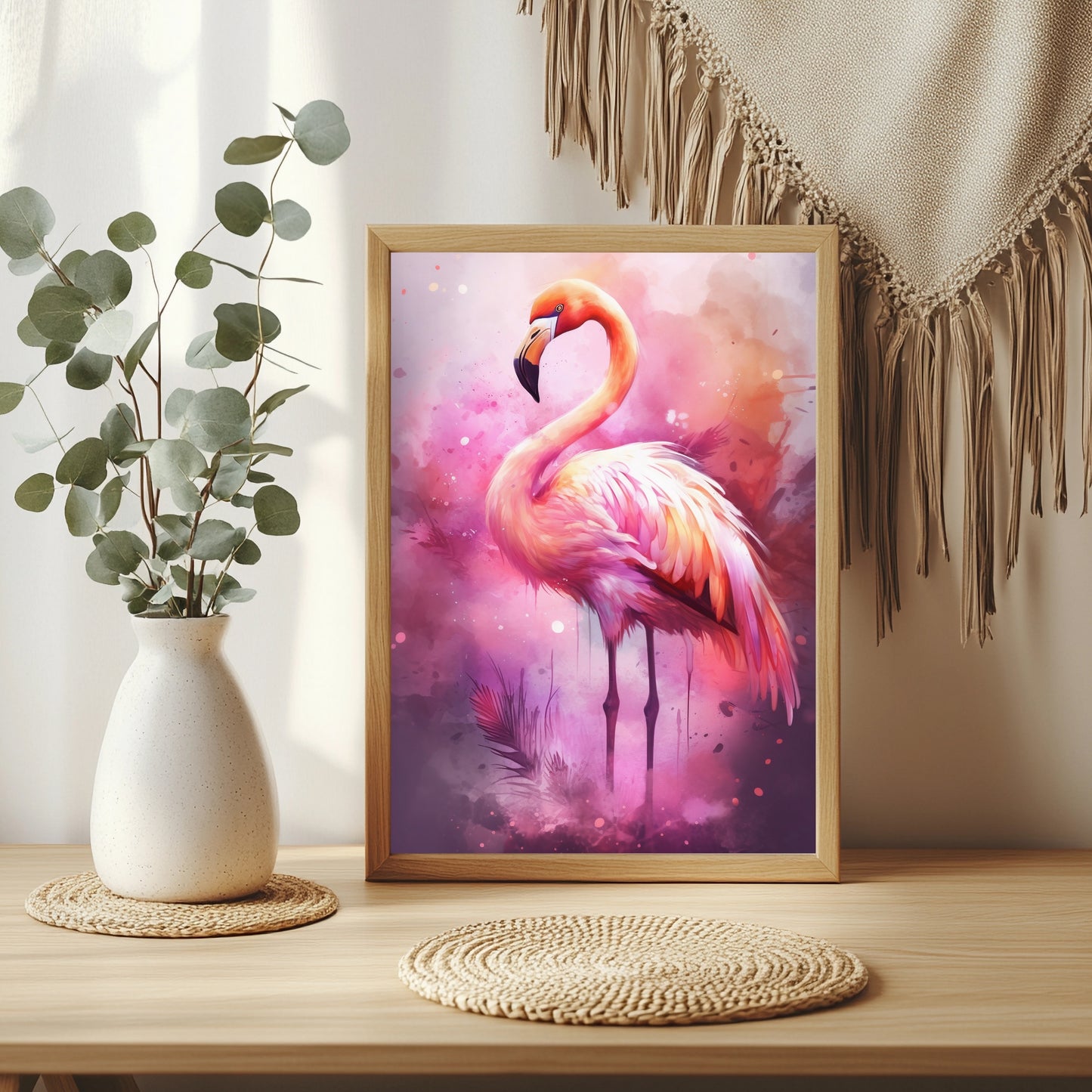 Flamingo in Rosa Poster – Raumansicht 3