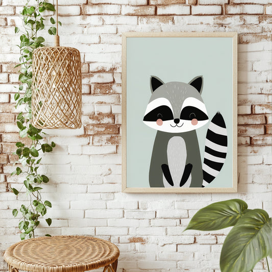 Lächelnder Waschbär Poster – Raumansicht 1
