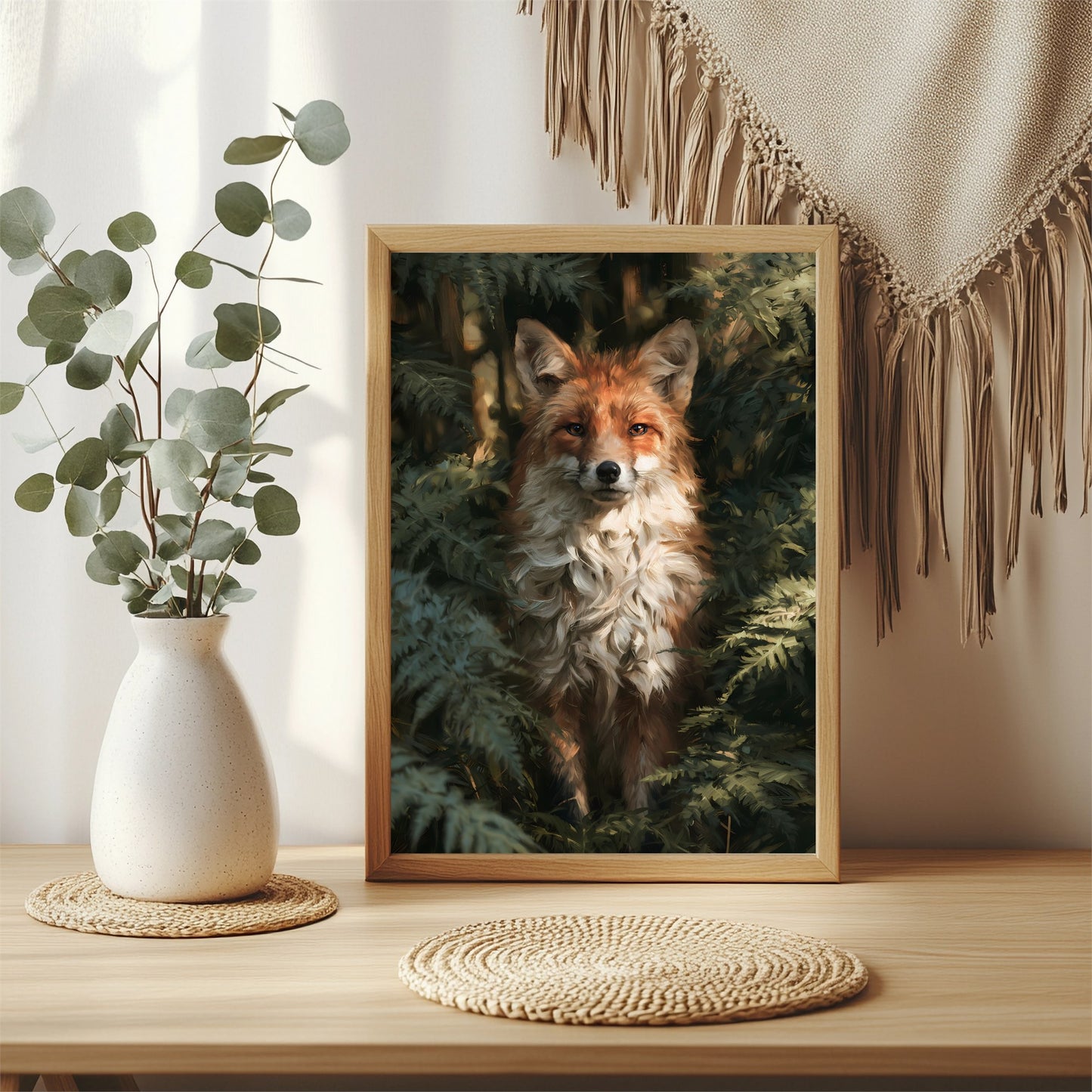 Rotfuchs im Farn Poster – Raumansicht 3