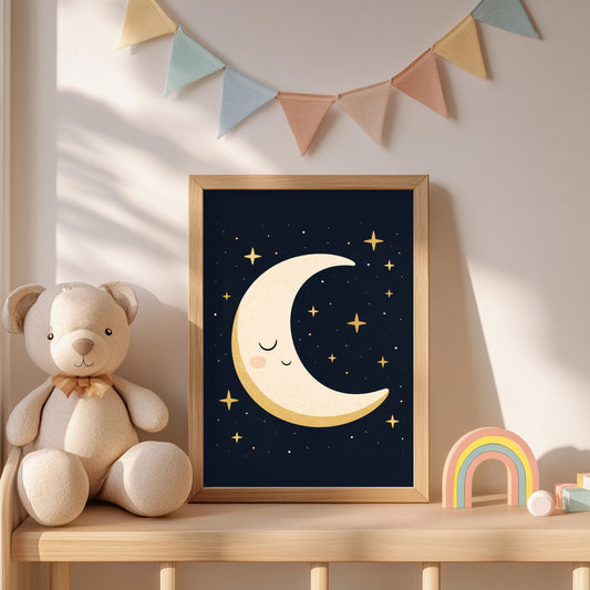 Mond Sterne Poster, Kinderzimmer Wandkunst