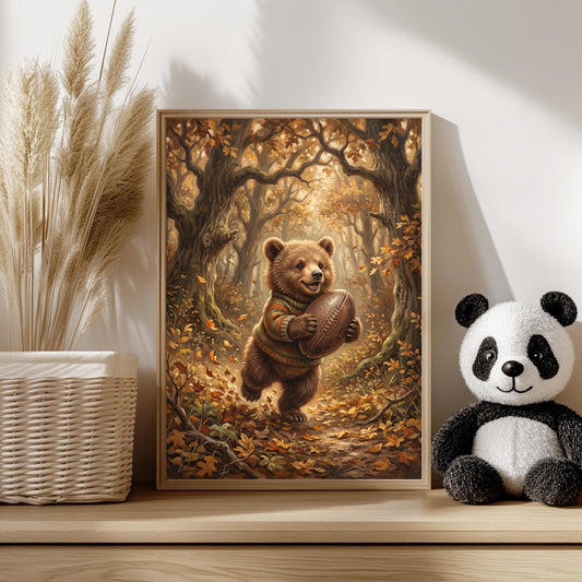 Football Bär Poster, Kinderzimmer Wandkunst