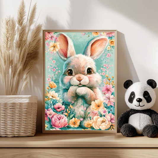 Tierbaby Poster Blumen Kinderzimmer Wählbar