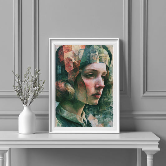 Surreales Porträt Poster Frau Architektur