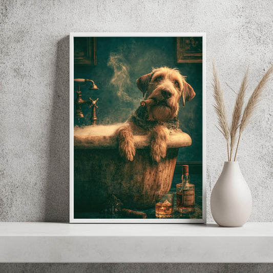 Hund Zigarre Badewanne Poster – Produktansicht 2