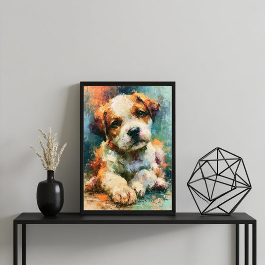 Karamell Welpe Poster Ölgemälde Wandkunst
