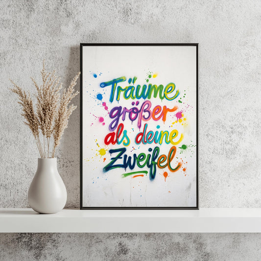 Träume Größer Poster Graffiti Spruch