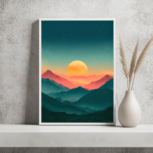 Berg Poster Set Minimalistisch Boho