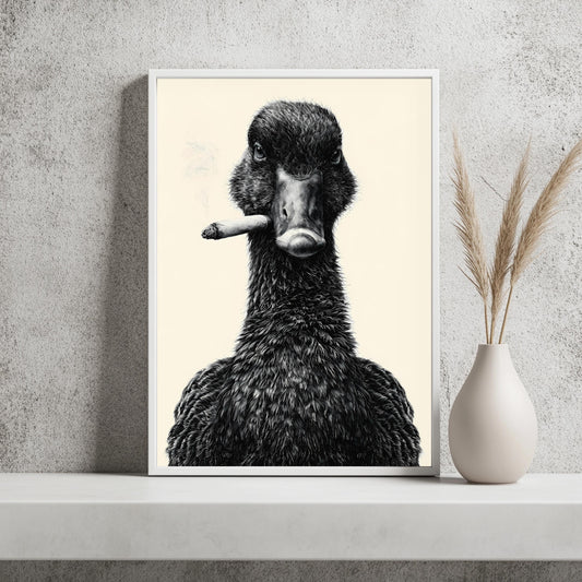 Ente Zigarre Schwarz Weiß Poster – Produktansicht 2