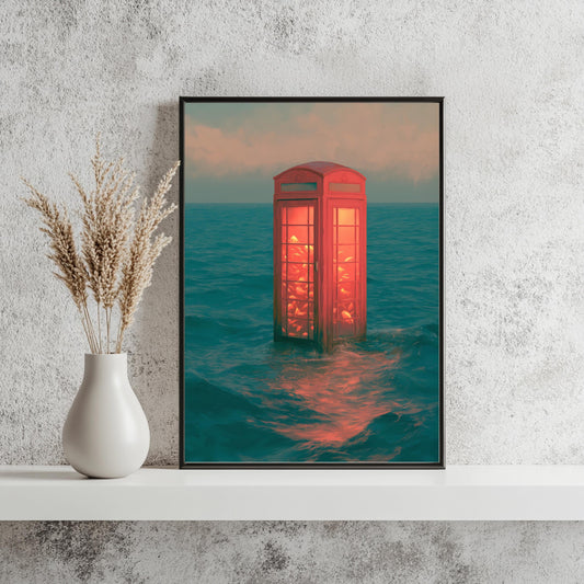 Telefonzelle Ozean Poster Surreal Wandkunst