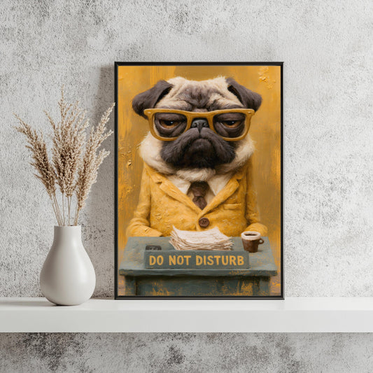 Grantiger Mops Boss Poster Büro Lustig