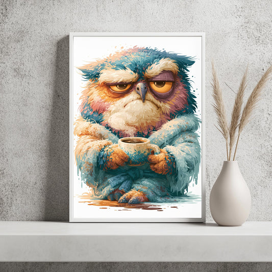 Grantige Eule Kaffee Poster – Produktansicht 2