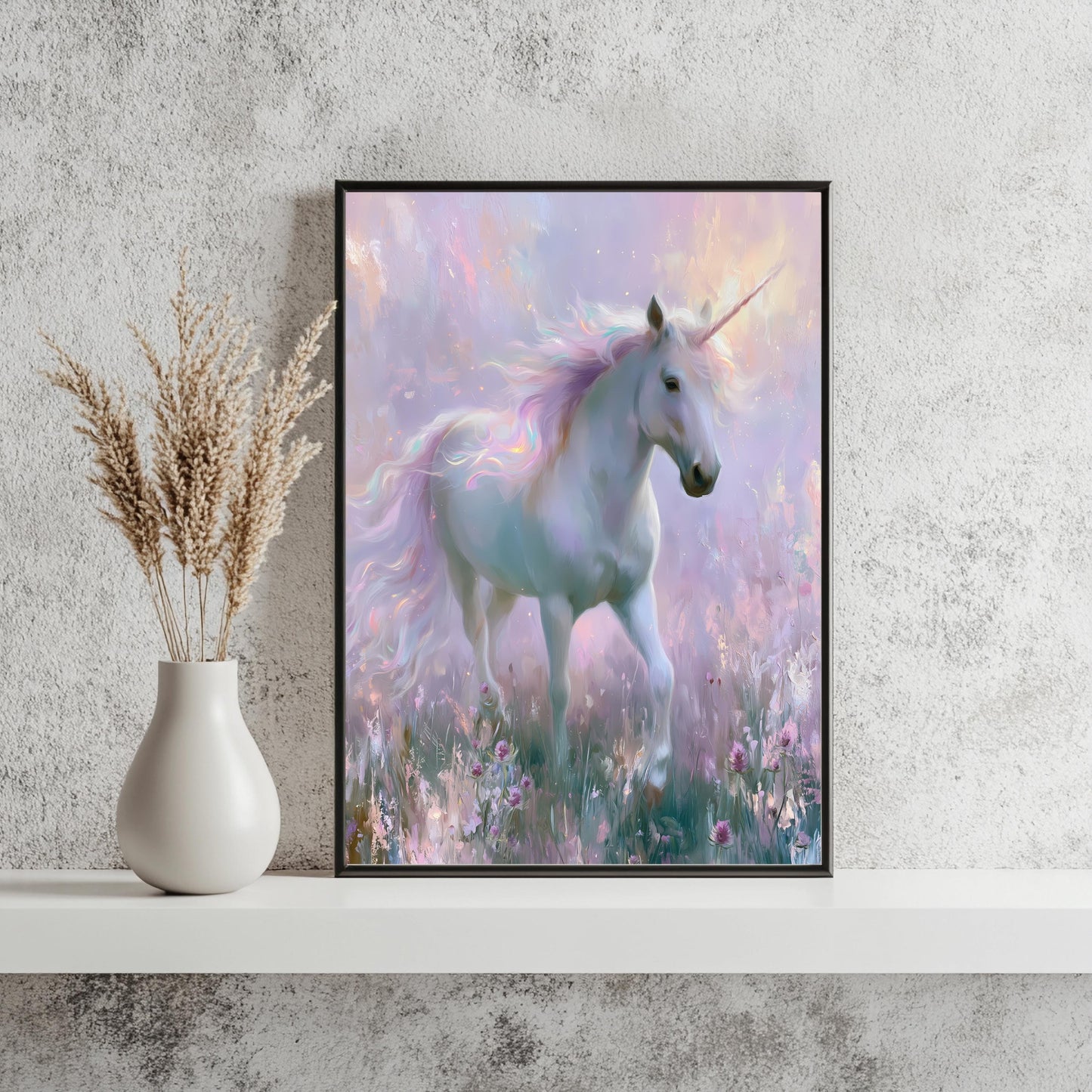 Einhorn Poster Pastell Blumenwiese