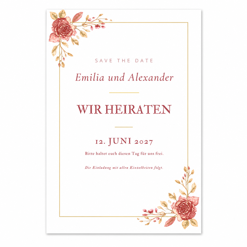 Personalisierte Save-the-Date-Karten mit Umschlägen | Dusty Rose Hochzeit