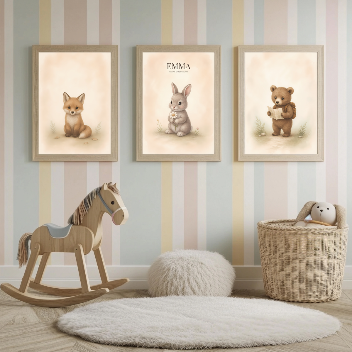 Waldtiere – personalisiertes 3er Poster-Set