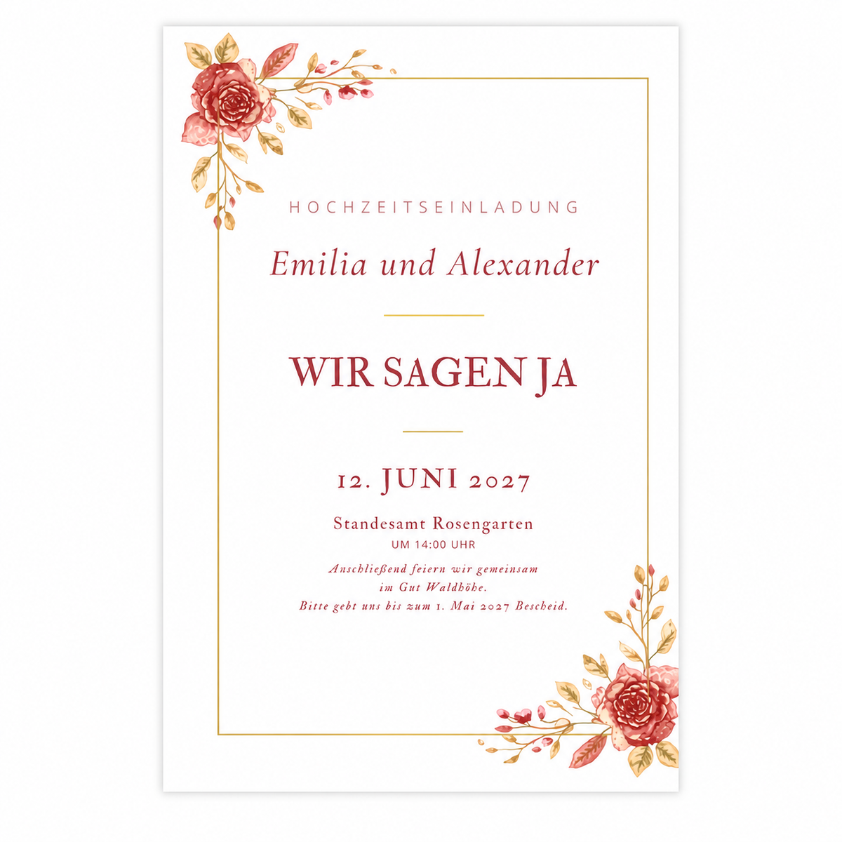 Personalisiertes Hochzeitseinladungs-Set mit Umschlägen | Dusty Rose