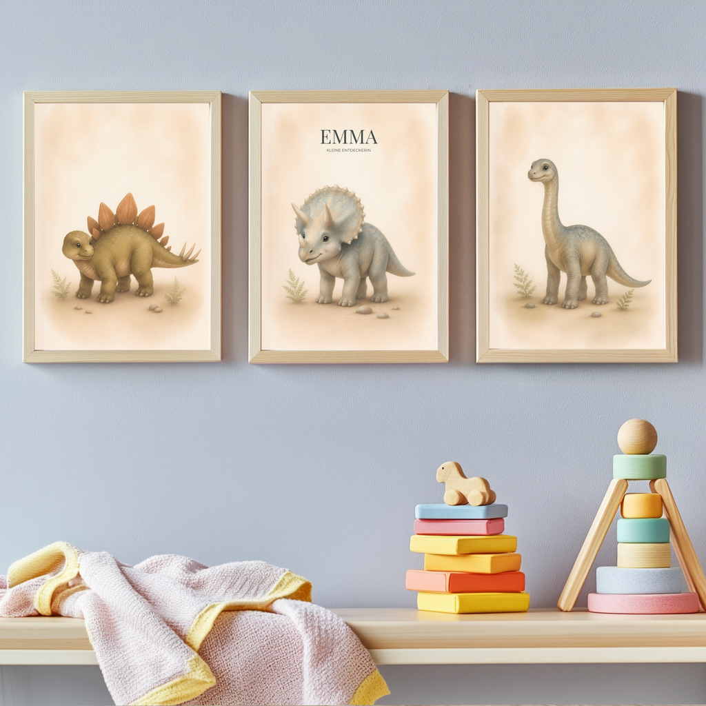 Dinosaurier – personalisiertes 3er Poster-Set