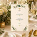 Personalisierte Menükarten zur Hochzeit 10 × 15 cm | Greenery Gold | 10–100 Stück