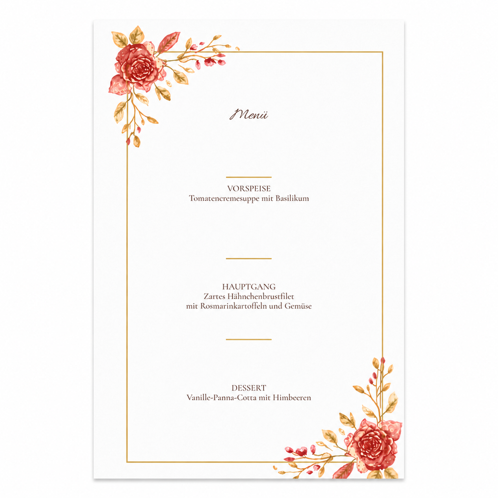 Personalisierte Menükarten zur Hochzeit 10 × 15 cm | Dusty Rose | 10–100 Stück