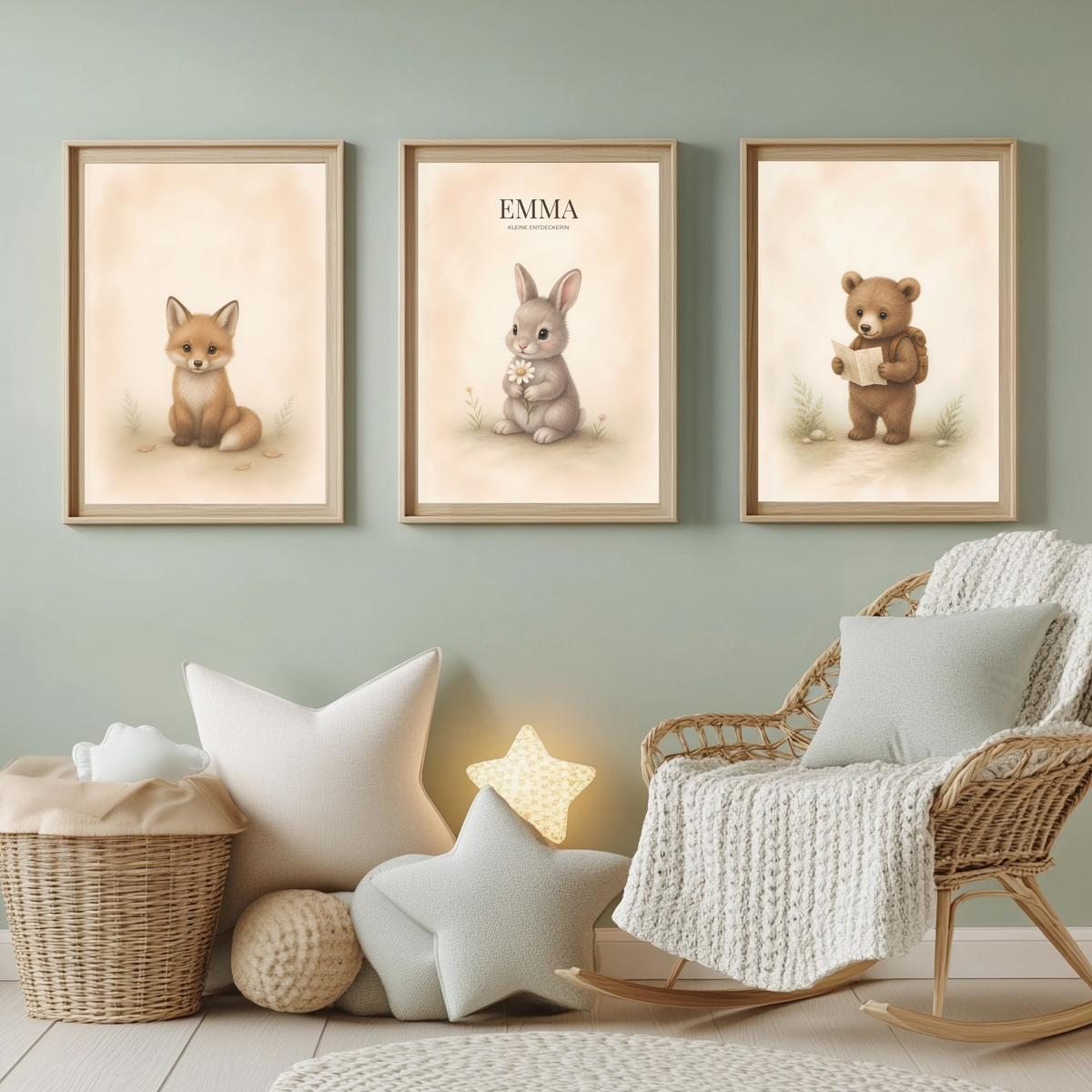Waldtiere – personalisiertes 3er Poster-Set