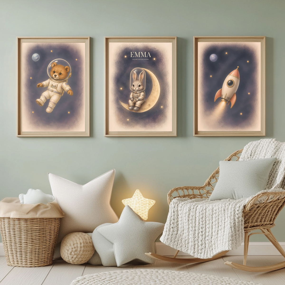 Weltraum – personalisiertes 3er Poster-Set