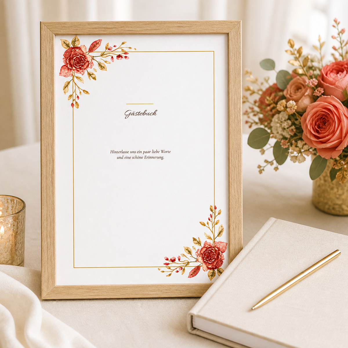 Personalisiertes Gästebuch-Schild zur Hochzeit 10 × 15 cm | Dusty Rose