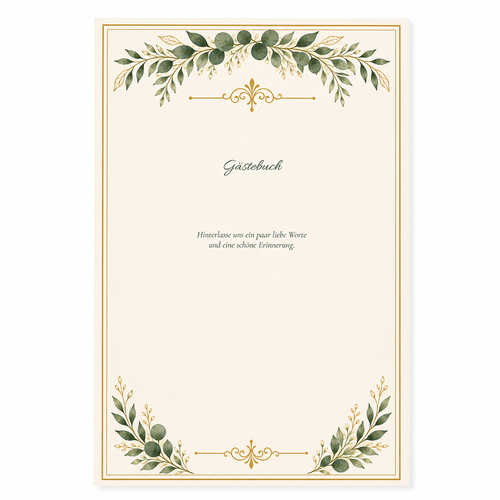 Personalisiertes Hochzeitspapeterie-Set | Greenery Gold | Schilder & Menükarten