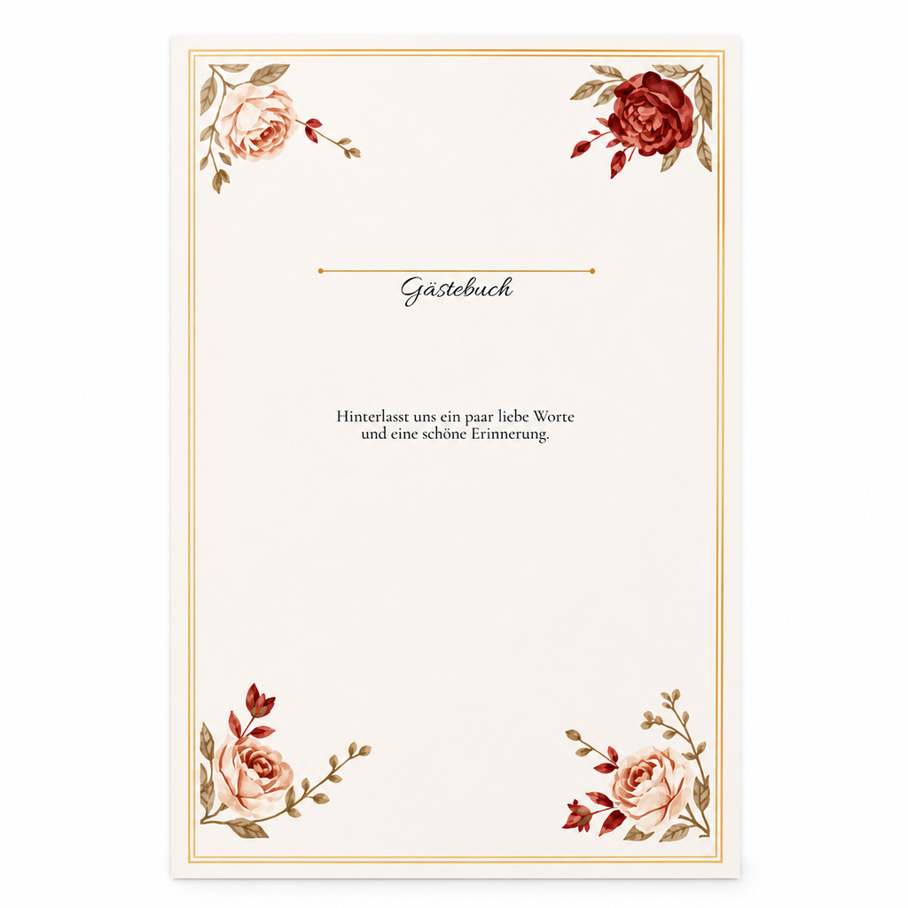 Personalisiertes Gästebuch-Schild zur Hochzeit 10 × 15 cm | Burgundy Rose