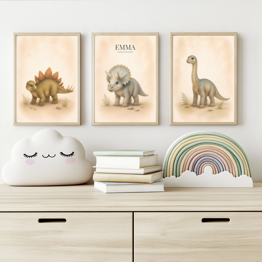 Dinosaurier – personalisiertes 3er Poster-Set