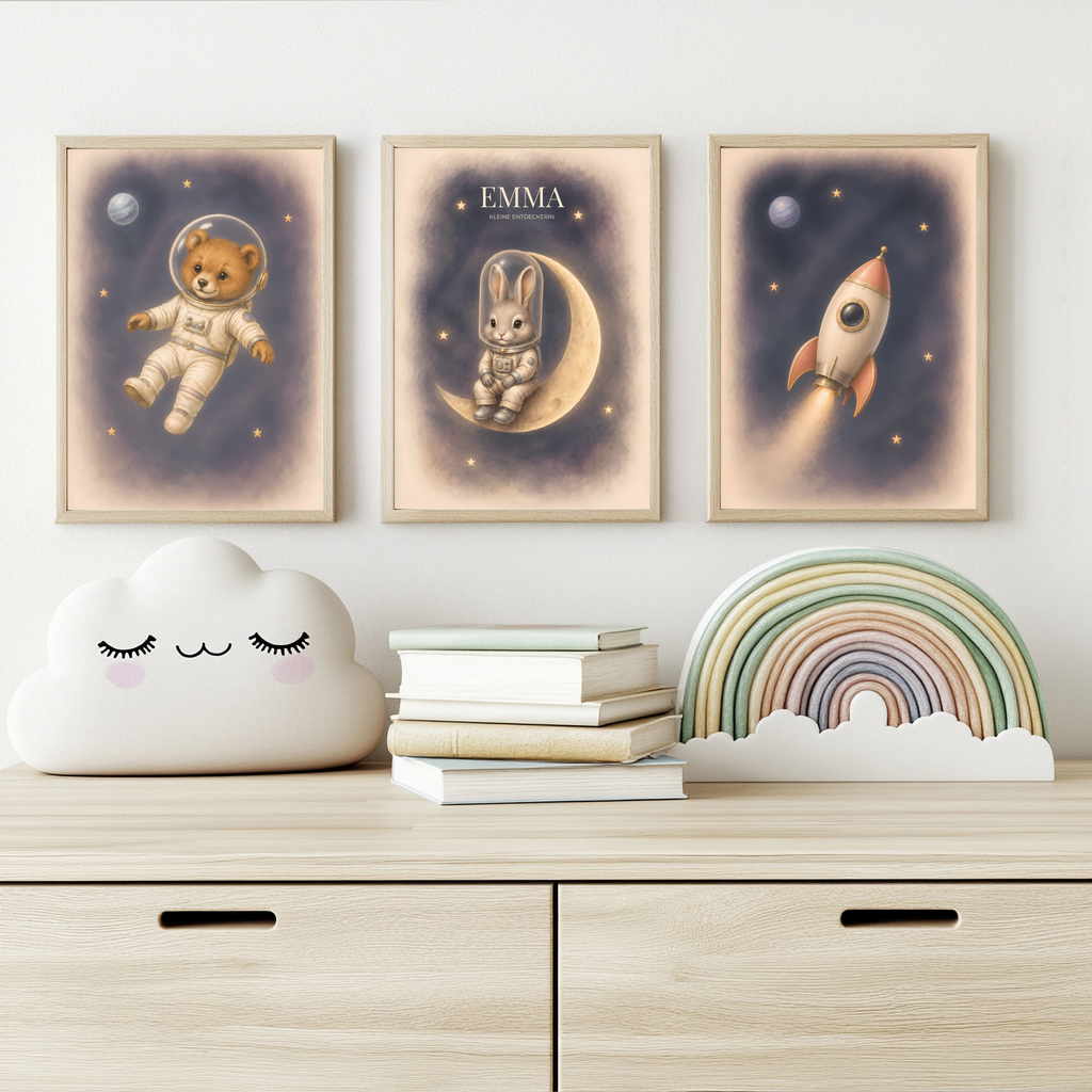 Weltraum – personalisiertes 3er Poster-Set