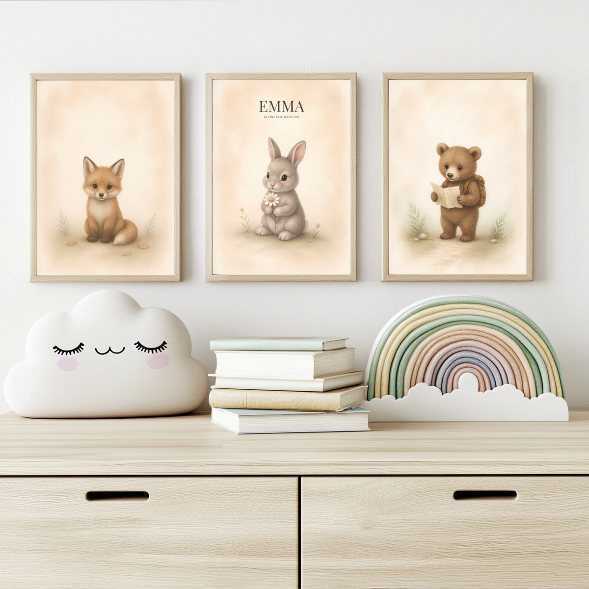 Waldtiere – personalisiertes 3er Poster-Set