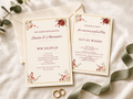 Hochzeitseinladungs-Set Burgundy Rose mit Einladung und Informationskarte