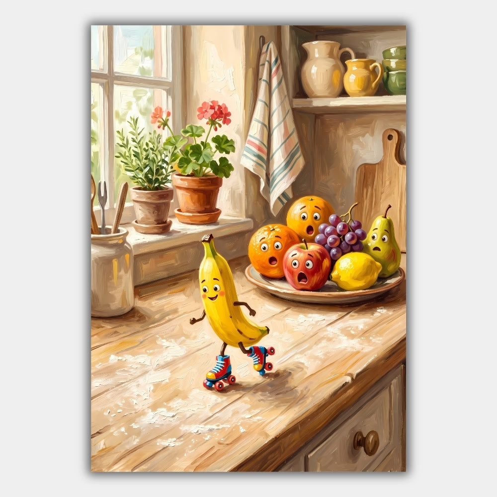 Banane Rollschuhe Lustig Obst Poster – Produktansicht 1