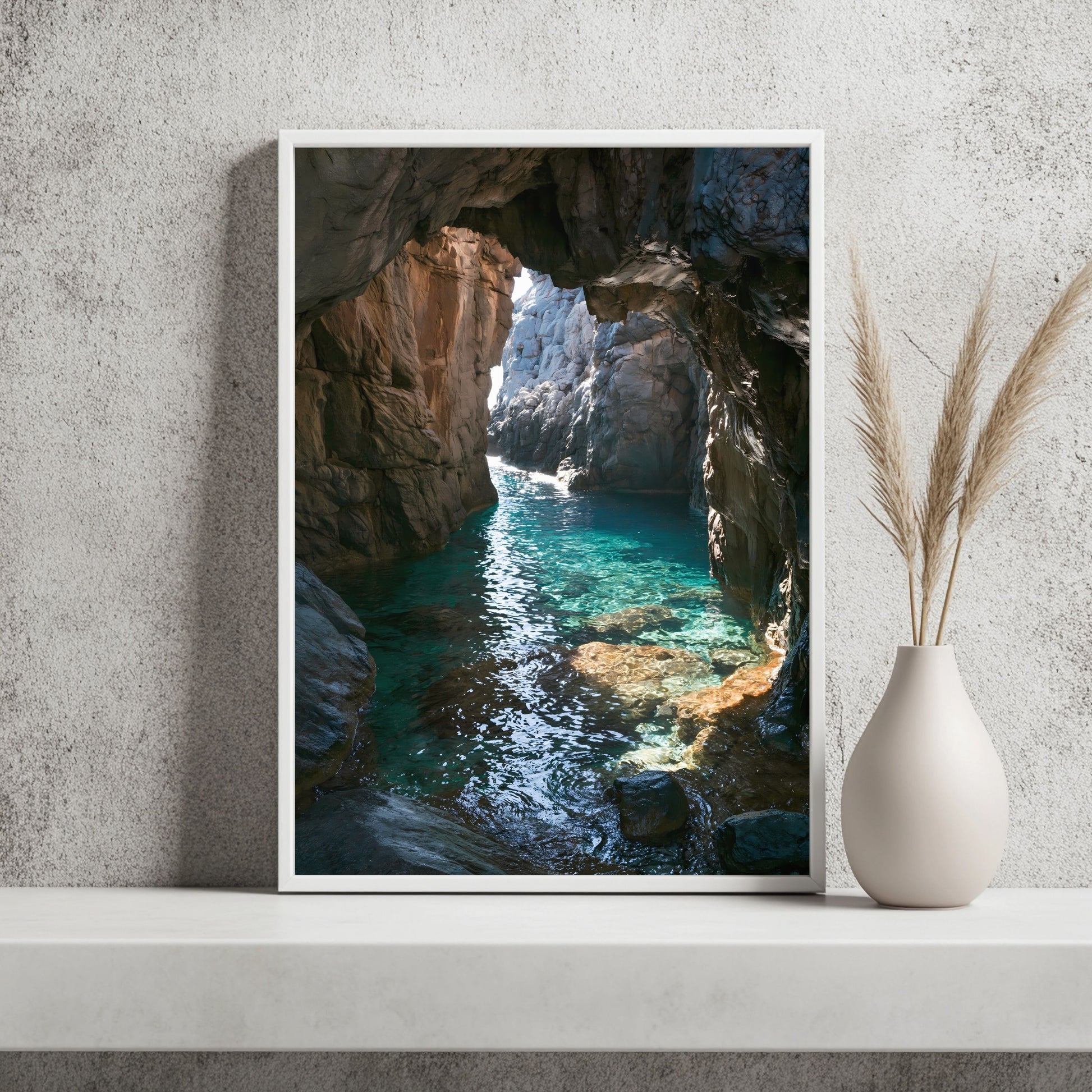 Meereshöhle in Türkis Poster – Raumansicht 2