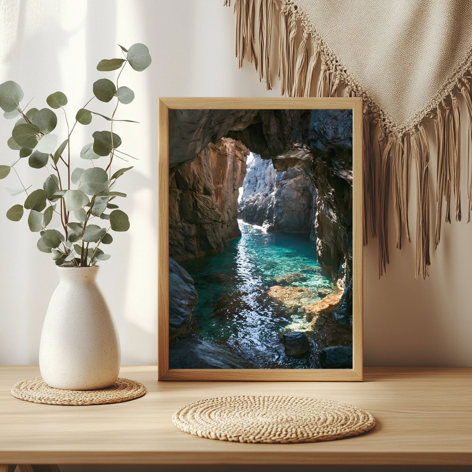 Meereshöhle in Türkis Poster – Raumansicht 3
