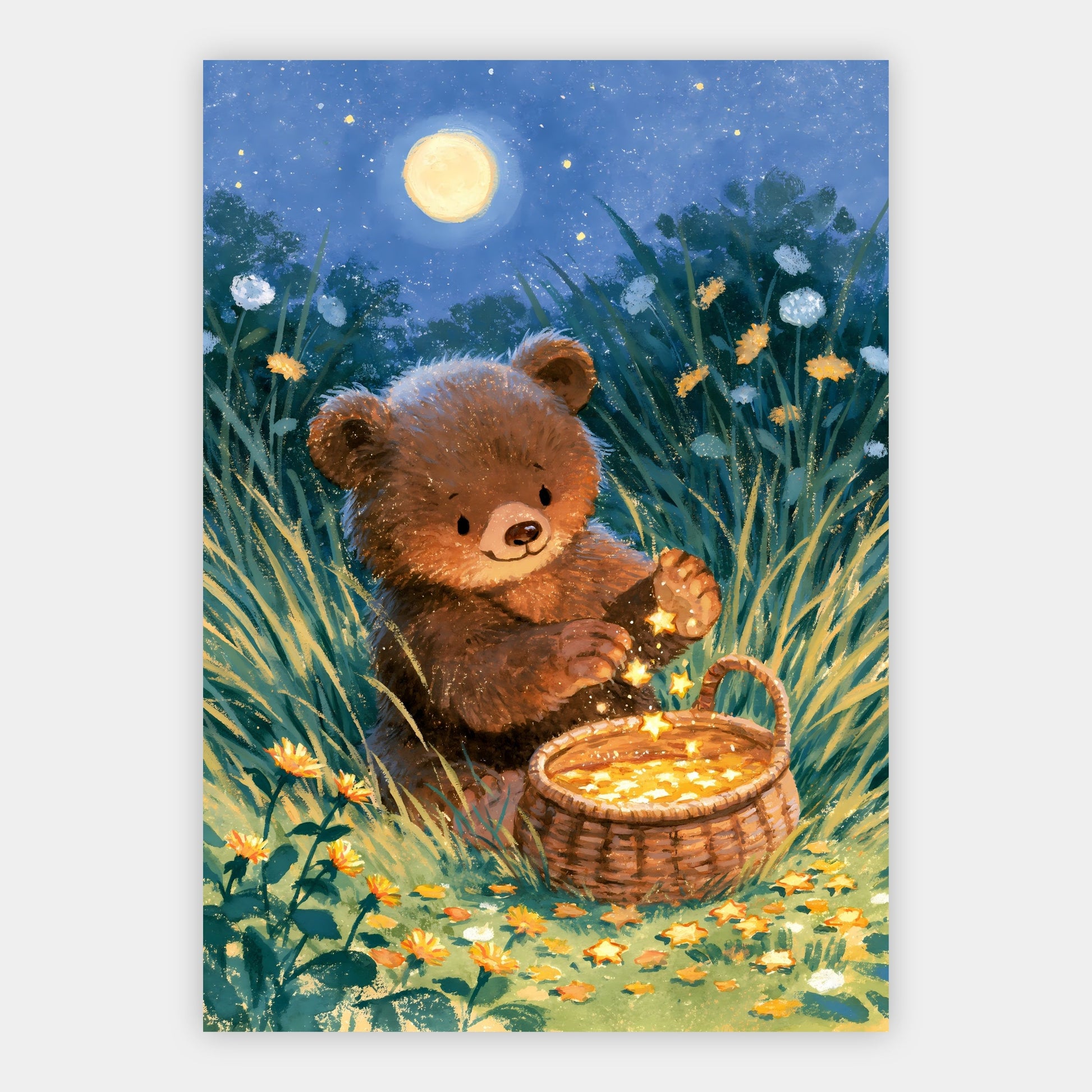 Bär sammelt Sterne Poster – Freisteller