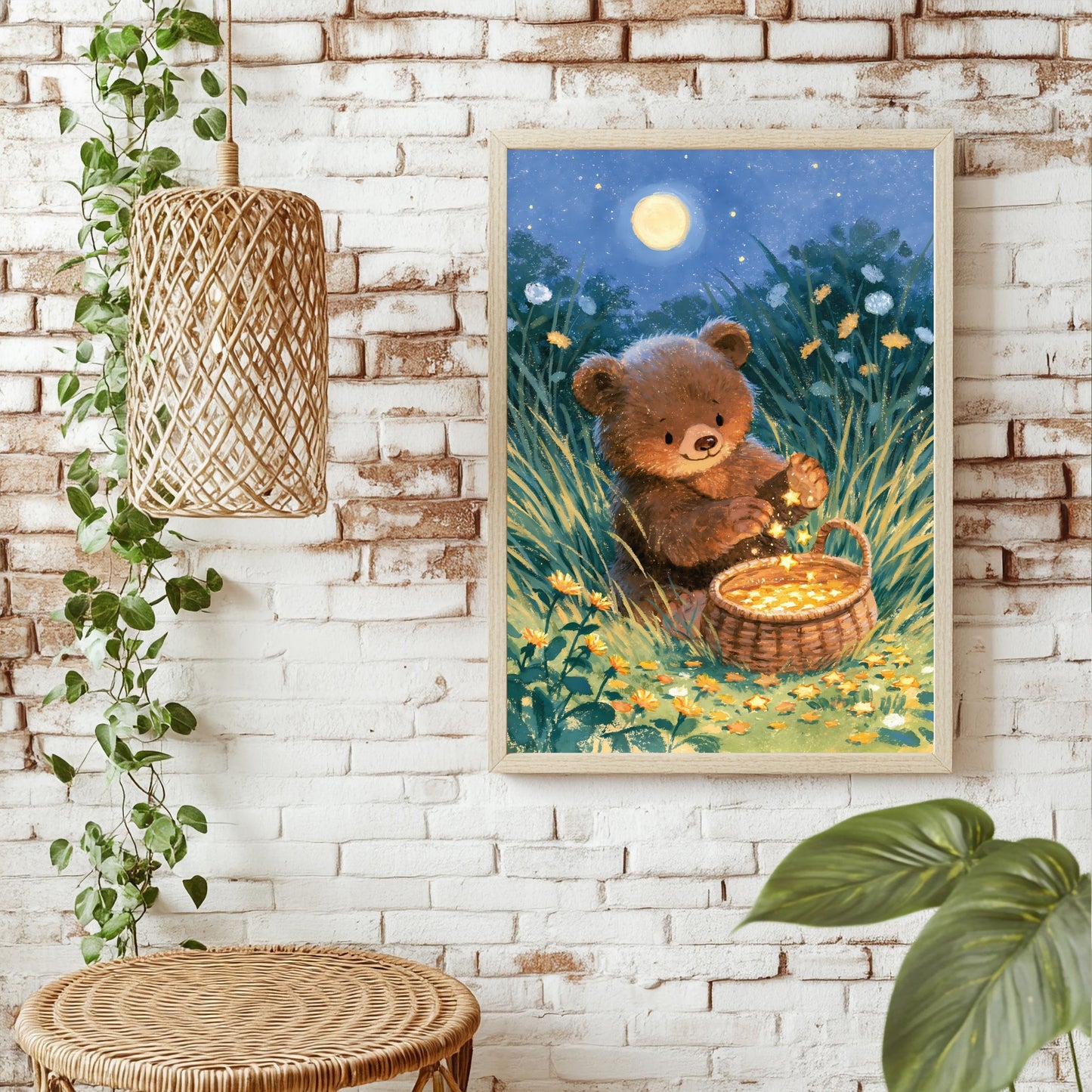 Bär sammelt Sterne Poster – Raumansicht 1