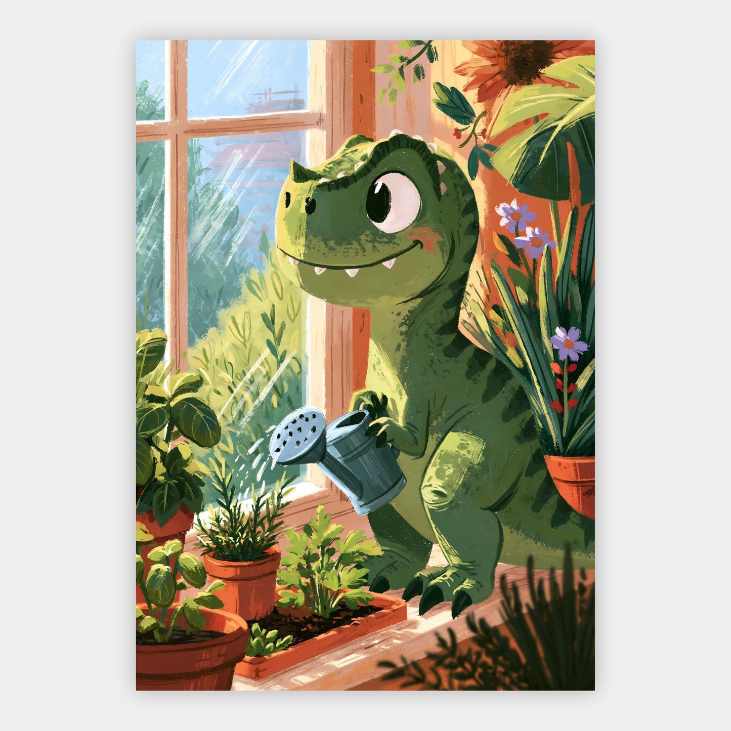 Dinosaurier beim Pflanzen Poster – Freisteller