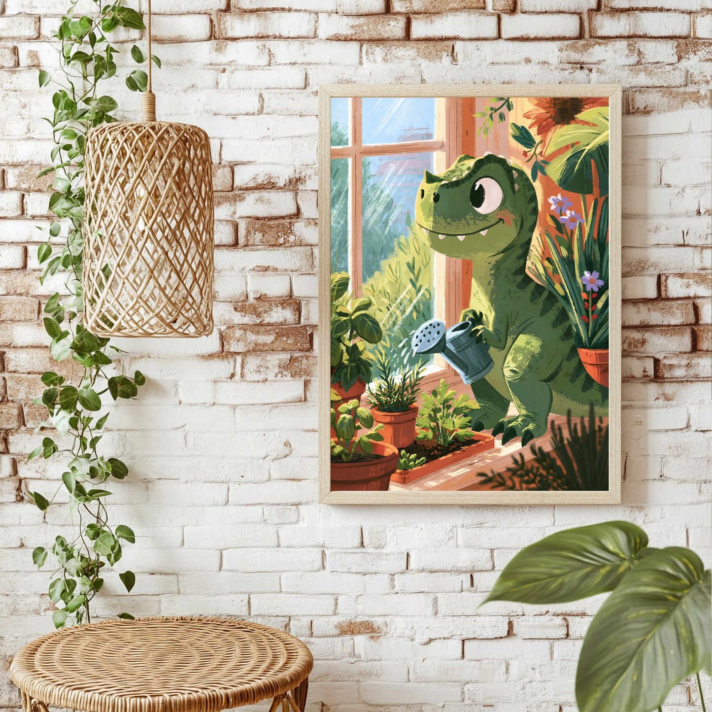 Dinosaurier beim Pflanzen Poster – Raumansicht 1