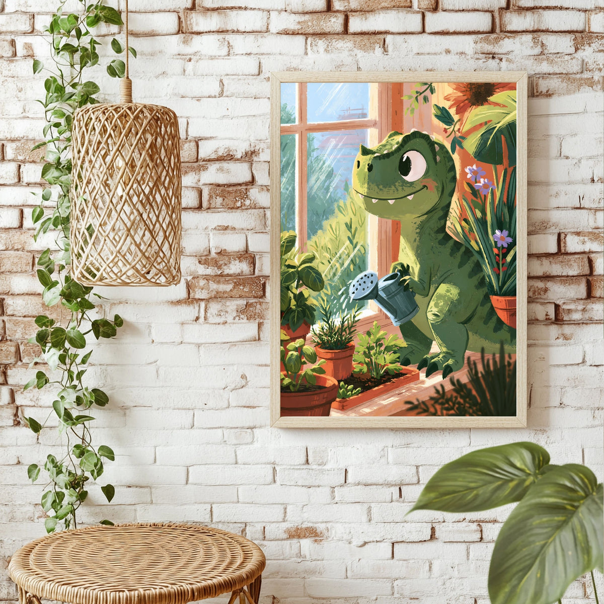 Dinosaurier beim Pflanzen Poster – Raumansicht 1