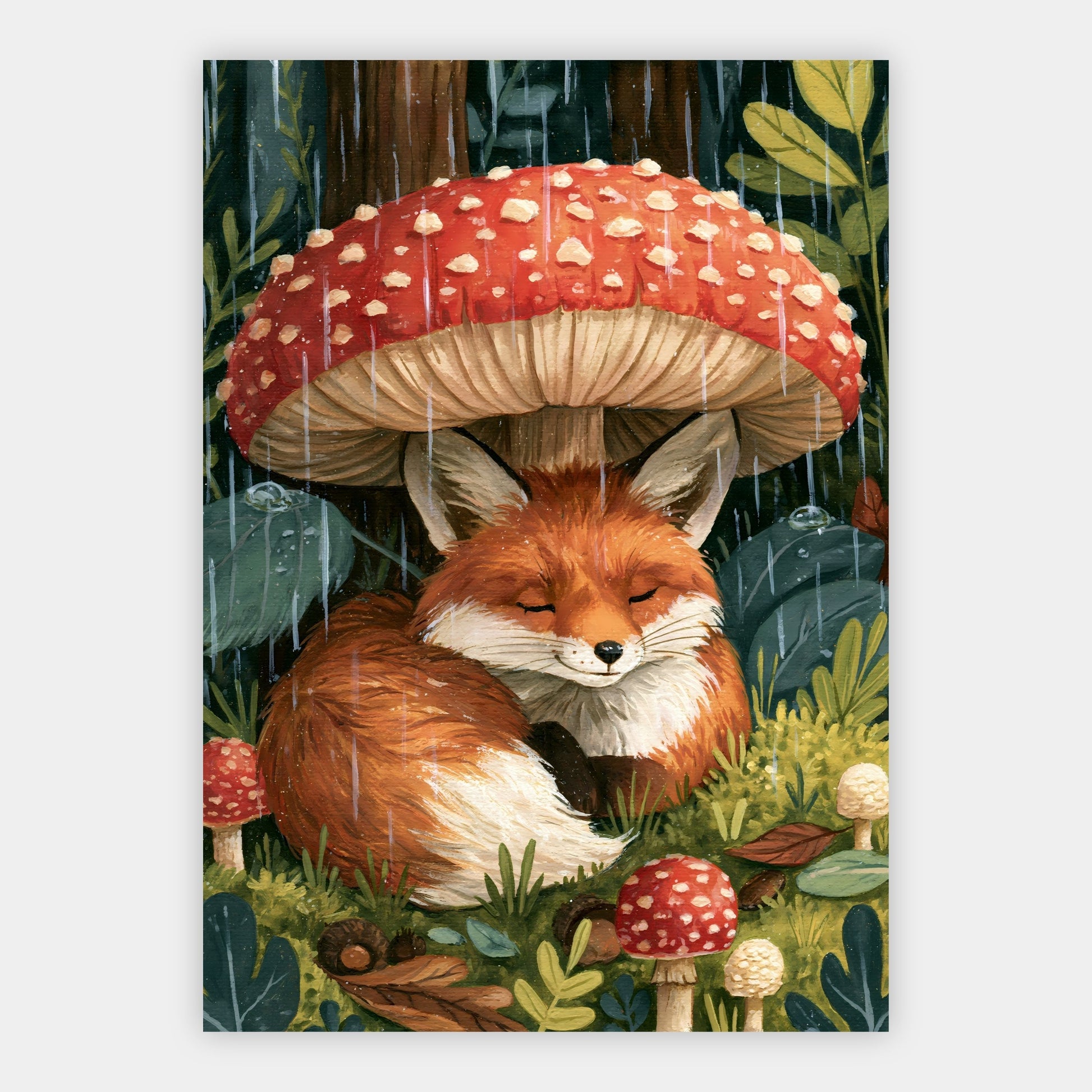 Fuchs unter Pilzschirm Poster – Freisteller