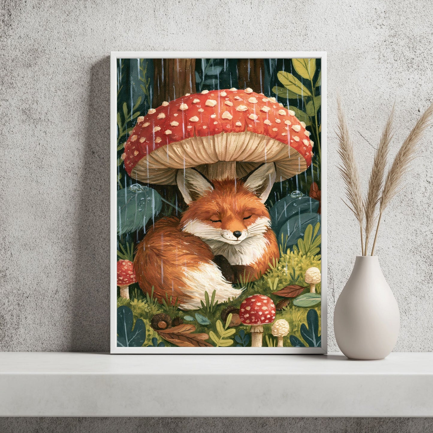 Fuchs unter Pilzschirm Poster – Raumansicht 2