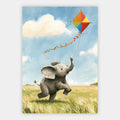 Elefant mit Papierdrachen Poster – Freisteller