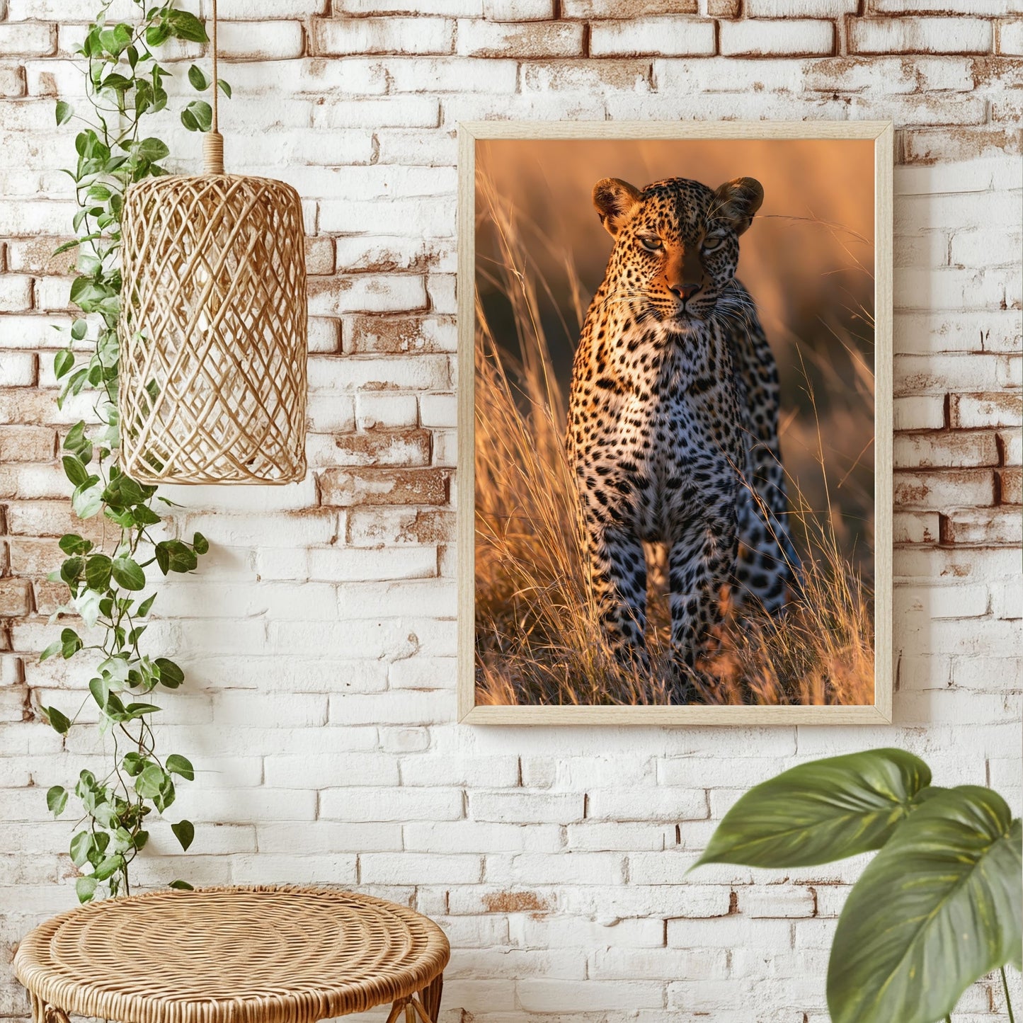 Leopard im Goldgras Poster – Raumansicht 1