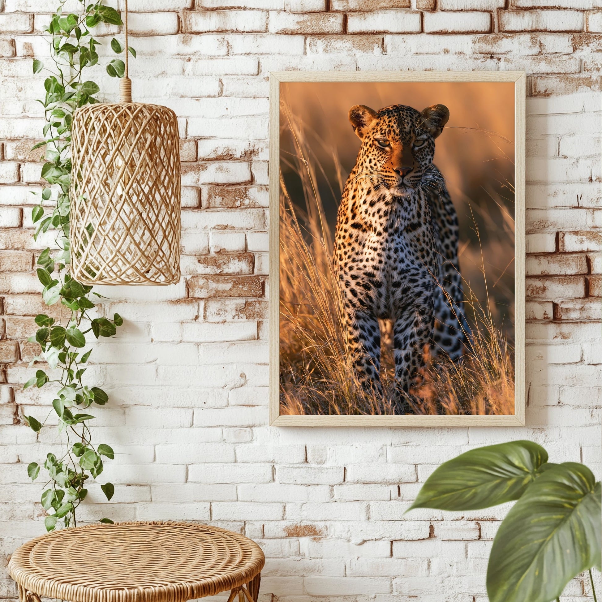 Leopard im Goldgras Poster – Raumansicht 1