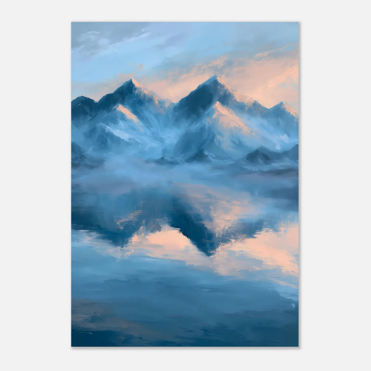 Berge im Morgenlicht am See Poster – Produktansicht 3