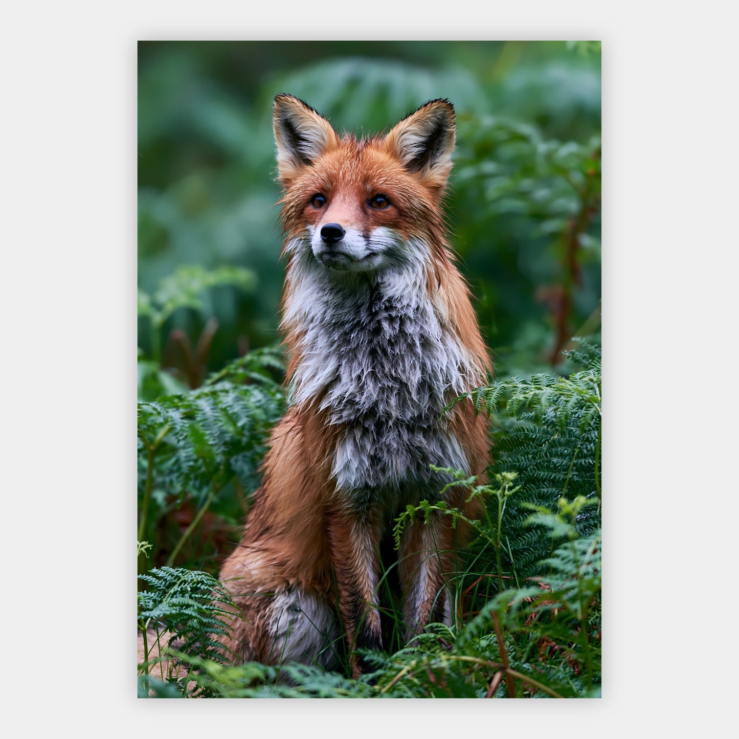 Rotfuchs im Farn Poster – Freisteller