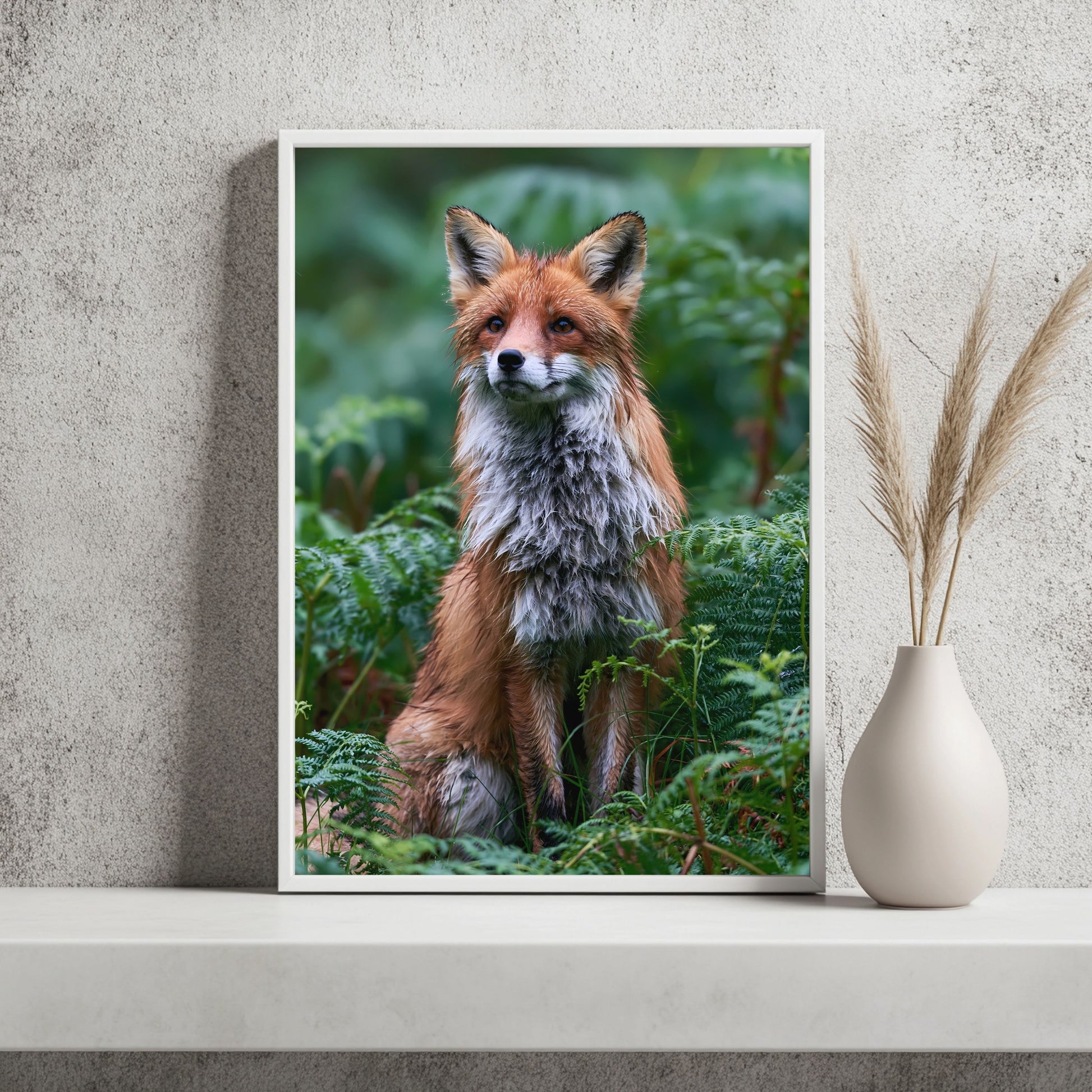Rotfuchs im Farn Poster – Raumansicht 2