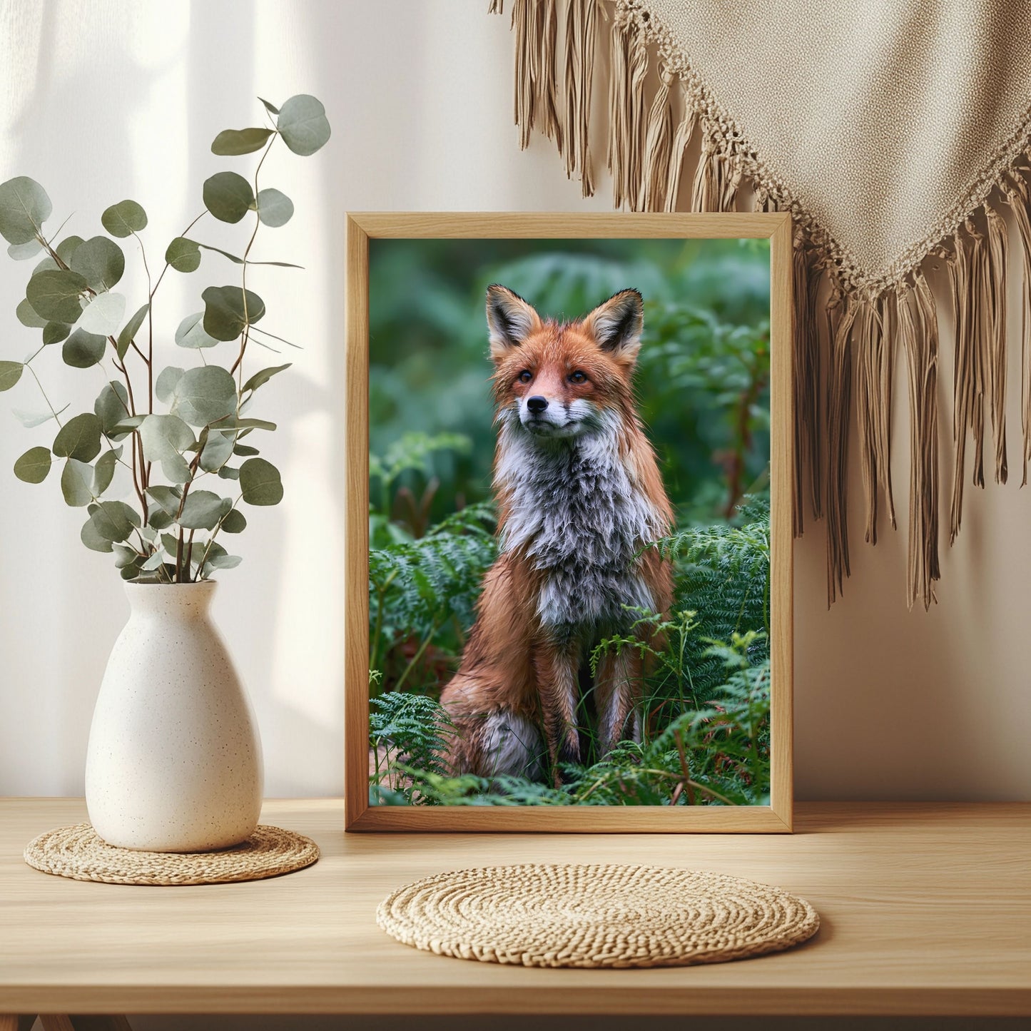 Rotfuchs im Farn Poster – Raumansicht 3